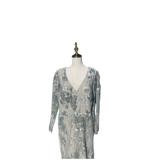 Mac Duggal Evening Gown Dress Size 20 Floral Embroidered Sequin Lace 67539 $698 - Picture 3 of 9